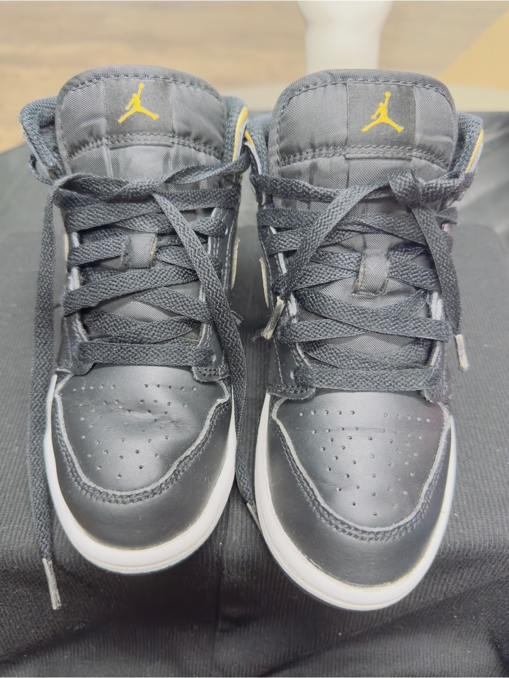 Jordan Kids Black and Yellow High-Top Sneakers